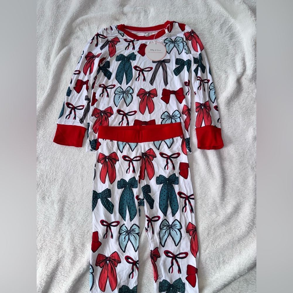 Kids Bow-Print Bamboo Pajama Set